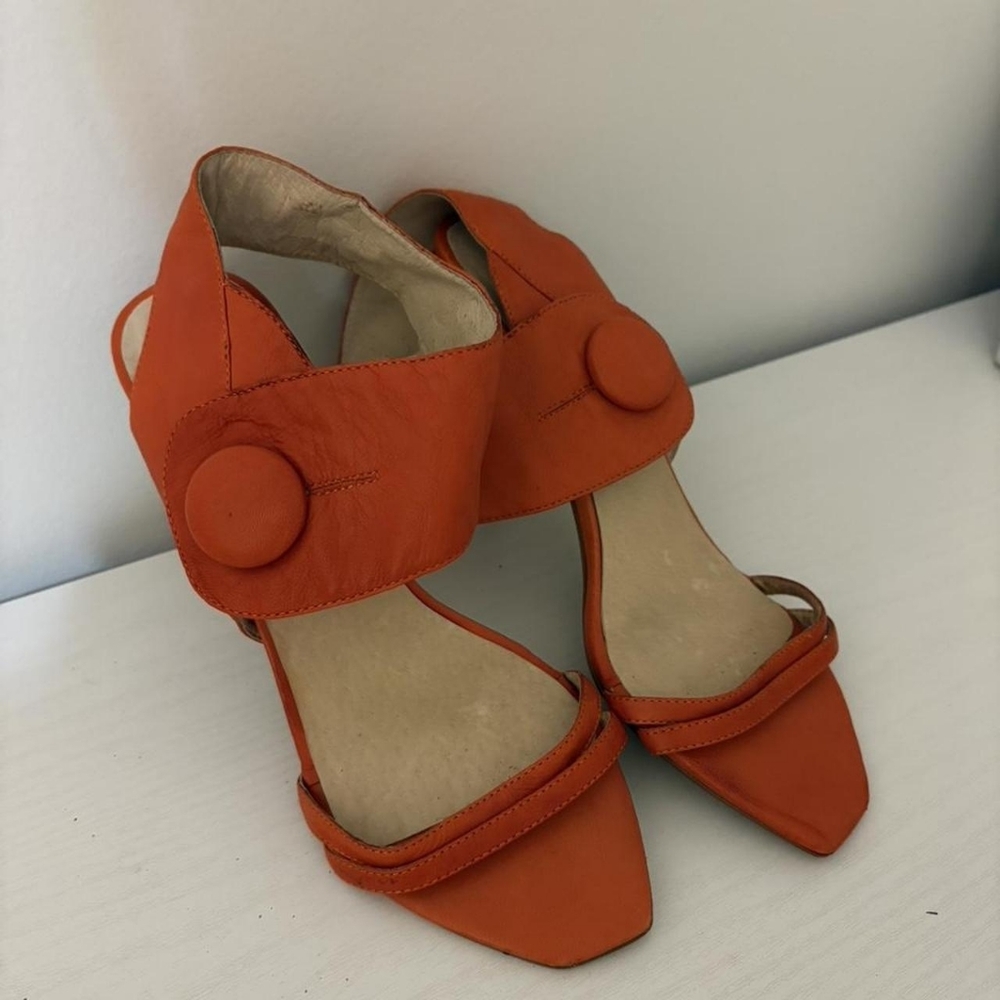 Sacha Too Orange Open-toe Slingback Heels